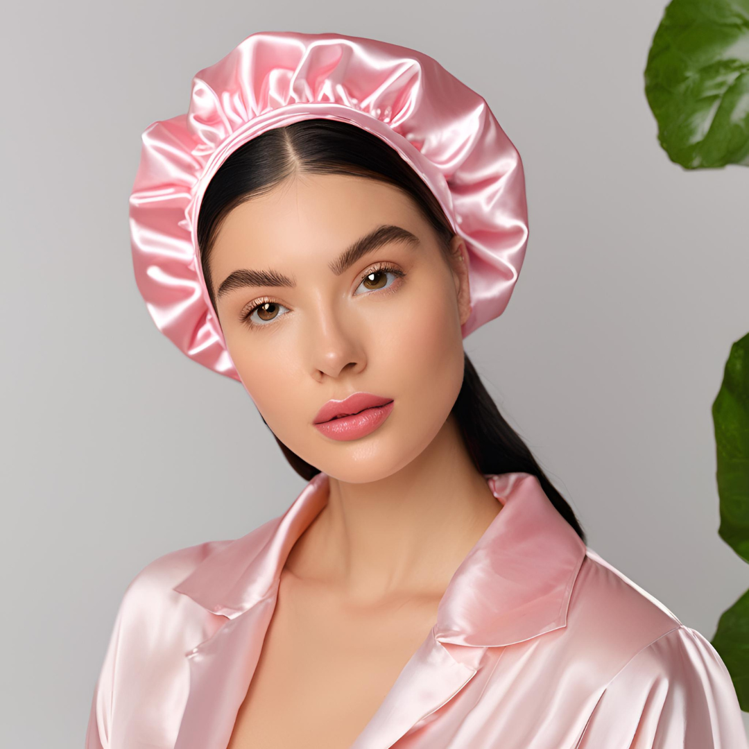 Pack de Bonnet en Satin et taie d'oreille.