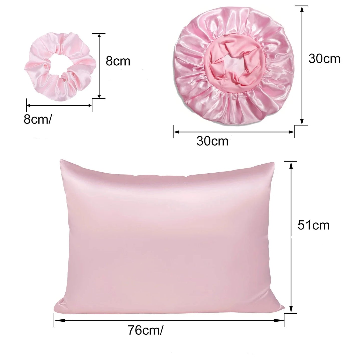 Pack de Bonnet en Satin et taie d'oreille.